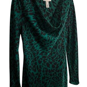 JOSEPH RIBKOFF Green/Black Jose Satin Leopard Print Sheath Midi Dress Sz 8 $215